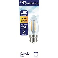 Mirabella Globe LED Candle Bayonet Cap Clear 2W