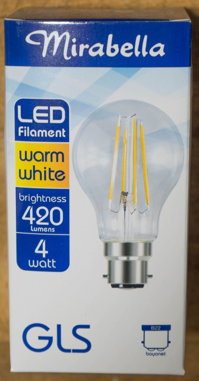 Mirabella Globe LED GLS Bayonet Cap Filament Warm White 4W