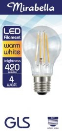 Mirabella LED Filament Edison Screw Clear Warm White 4W