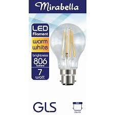 Mirabella Globe LED Bayonet Cap Filament Clear 7W
