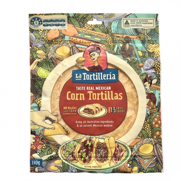 La Tortilleria Corn Tortillas 15 Pack 330g