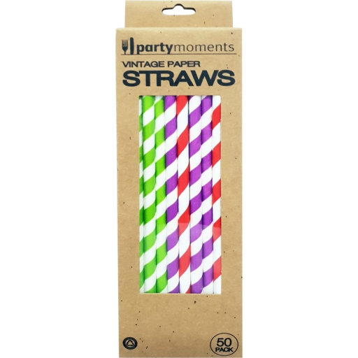 Party Moments Paper Straws Multi 50 Pack