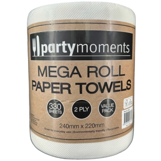 Party Moments Paper Towels Mega Roll 330 Sheets 2 Ply