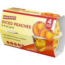 Snackinos Diced Peaches In Juice 4 x 125g