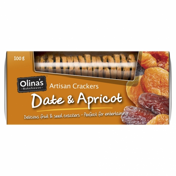 Olina's Bakehouse Crackers Date & Apricot 100g