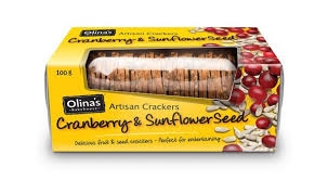 Olina's Artisan Crackers Cranberry & Sunflower Seeds 100g