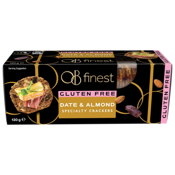 OB Finest Specialty Crackers Date & Almond Gluten Free 130g