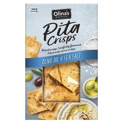 Olina's Pita Crisps Olive Oil & Sea Salt 100g