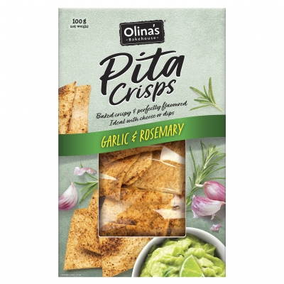 Olina's Pita Crisps Garlic & Rosemary 100g