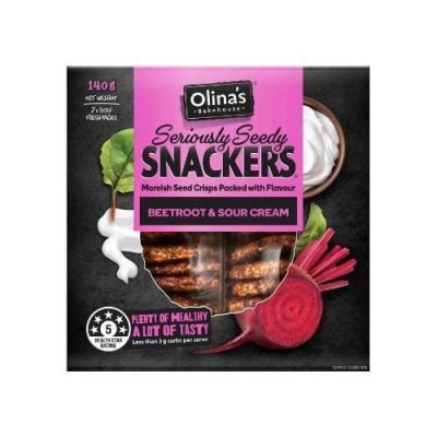 Olina's Seriously Seedy Snackers Beetroot & Sour Cream 140g