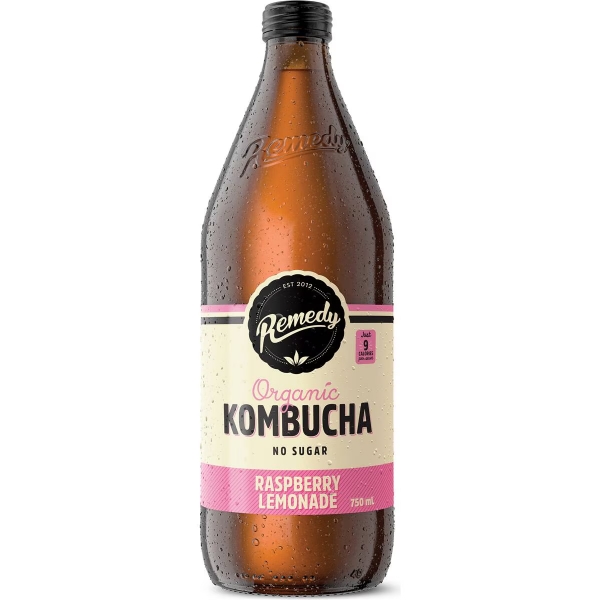 Remedy Organic Kombucha Raspberry Lemonade 750ml