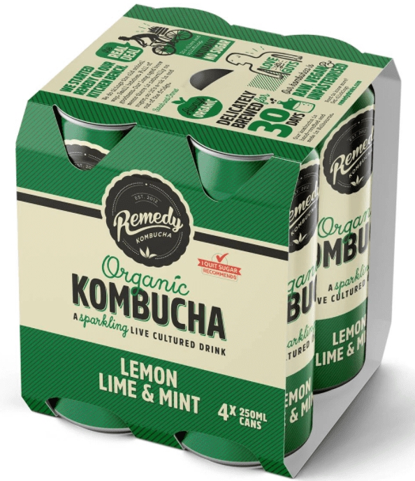 Remedy Organic Lemon Lime & Mint Kombucha 4 x 250ml