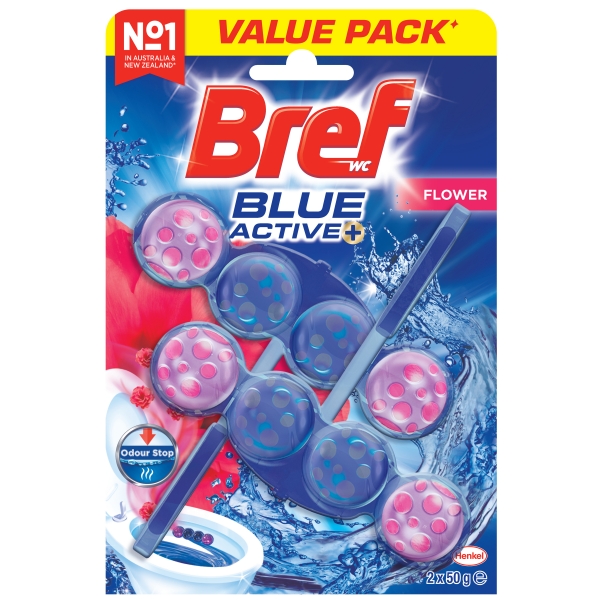 Bref Blue Active Rim Block Cleaner Flower Blossom 2 Pack 100g