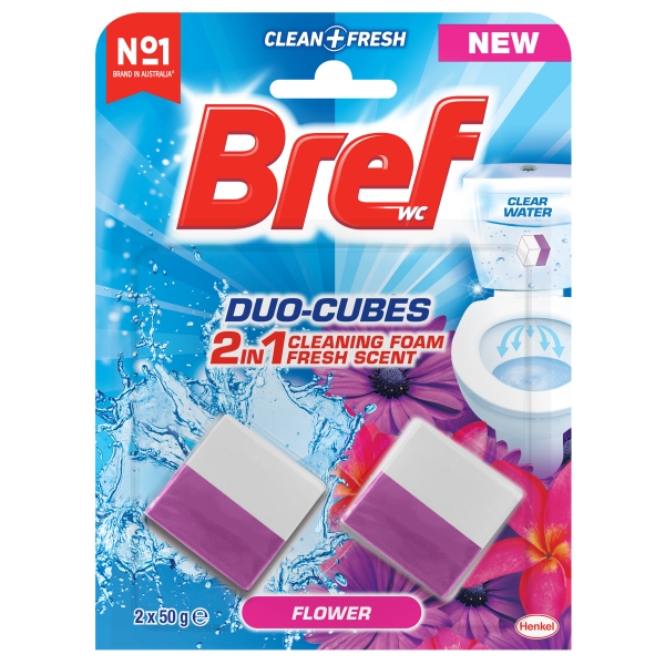 Bref Duo Cubes Flower In Cistern Toilet Cleaner 2 Pack 100g