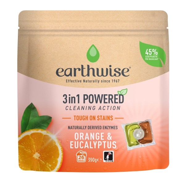 Earthwise 3 In 1 Laundry Capsules Orange & Eucalyptus 26 Pack 390g