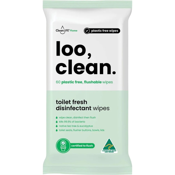 Clean Life Loo, Clean Disinfectant Wipes Flushable 60 Pack