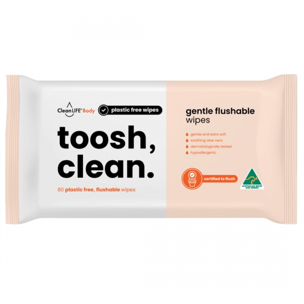 Clean Life Flushable Wipes 80 Pack