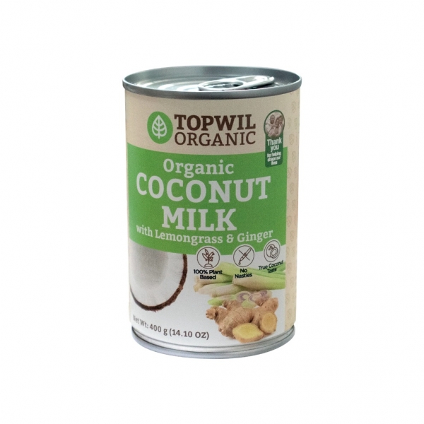 Topwil Organic Coconut Milk With Lemongrass & Ginger 400g