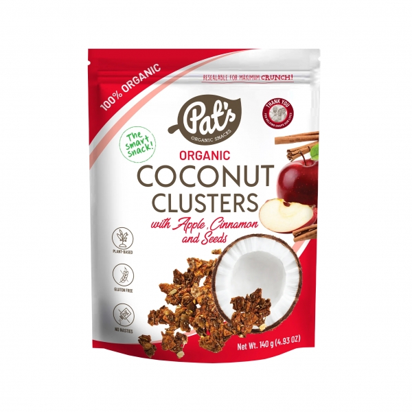 Pat's Organic Coconut Clusters Apple & Cinnamon 140g