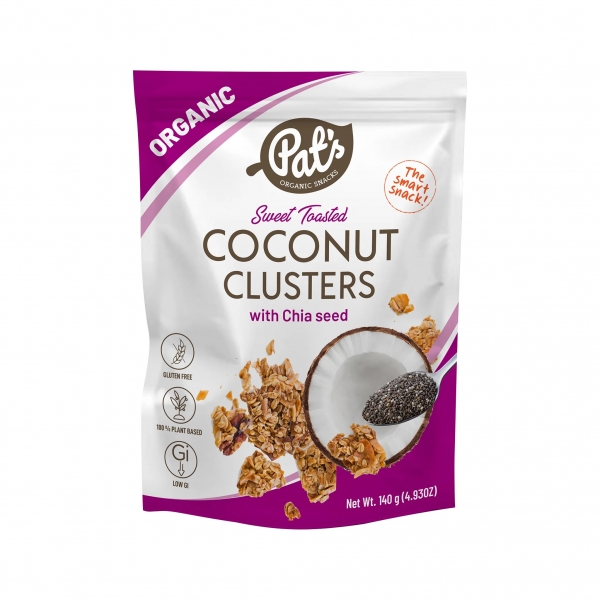 Pat's Organic Coconut Clusters With Chia Seeds 140g