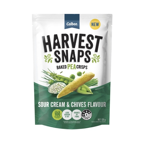 Harvest Snaps Baked Pea Crisps Sour Cream & Chives 120g