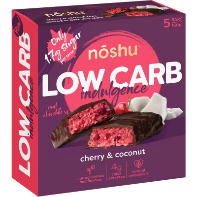 Noshu Bar Low Carb Bars Cherry & Coconut 5 Pack 160g