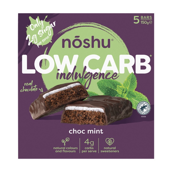 Noshu Bar Low Carb Choc Mint 5 Pack 150g 