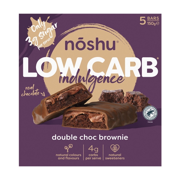 Noshu Bar Low Calorie Double Choc Brownie 5 Pack 160g