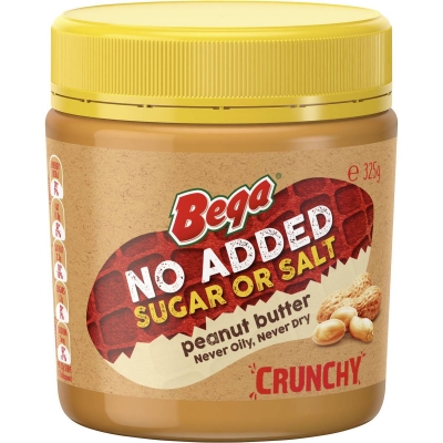 Bega Peanut Butter Crunchy No Added Sugar/Salt 325g