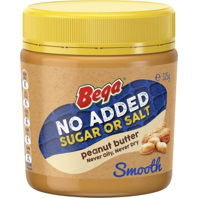 Bega Peanut Butter Smooth No Added Sugar/Salt 325g