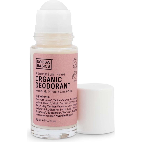 Noosa Basics Organic Deodorant Roll On Rose & Frankincense 50ml