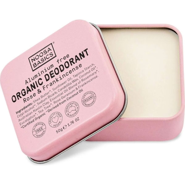 Noosa Basics Organic Deodorant Tin Rose & Frankincense 50g (Wellbeing)