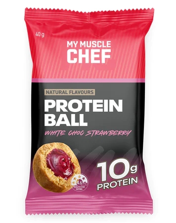 My Muscle Chef Protein Ball White Choc Strawberry 40g