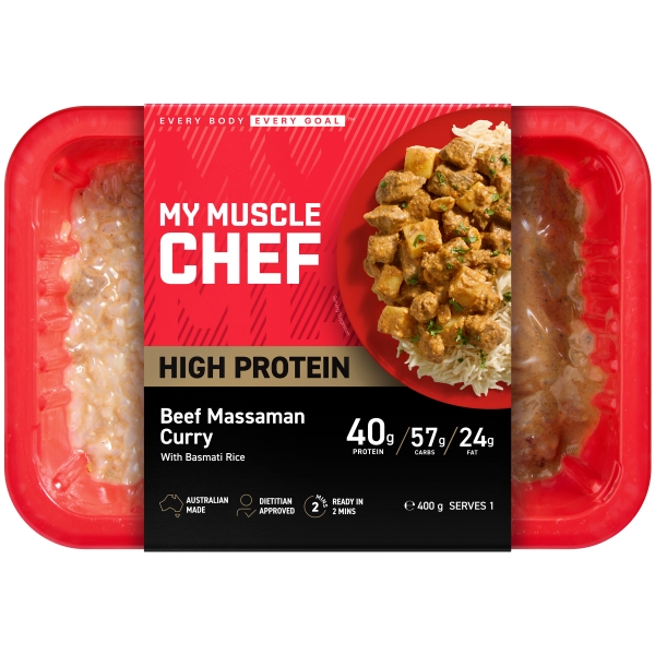 My Muscle Chef High Protein Beef Massaman Curry With Basmati Rice 400g