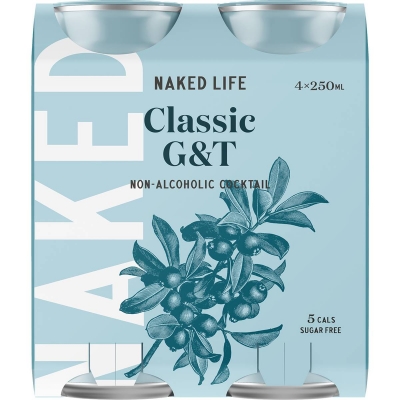 Naked Life Non Alcoholic Cocktail Gin & Tonic 4 x 250ml