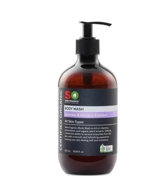 Saba Organic Body Wash Lavender & Bamboo Exfoliant 500ml