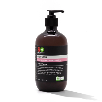 Saba Organic Body Wash Rose Geranium & Marshmallow 500ml