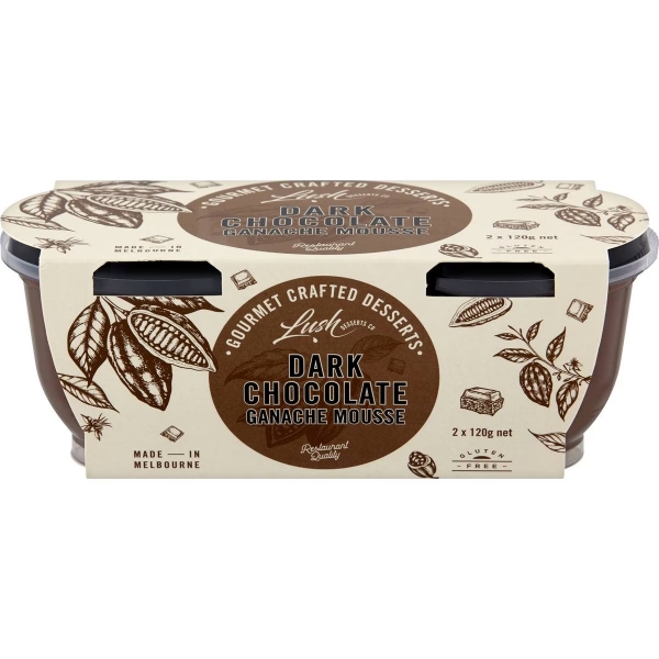 Lush Dessert Co Dark Chocolate Ganache Mousse 2 Pack 240g
