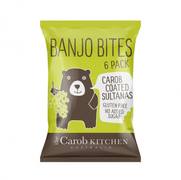 Carob Kitchen Banjo Bites Carob Coated Sultanas 6 Pack 120g