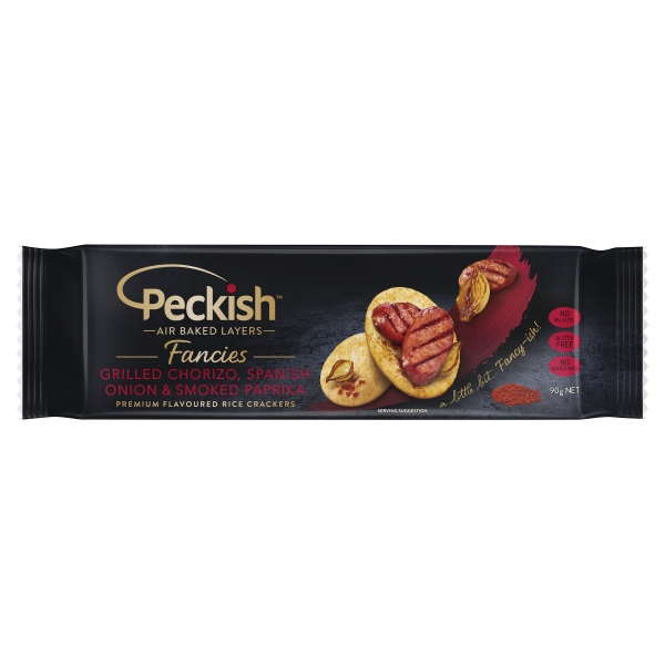 Peckish Fancies Rice Crackers Chorizo, Onion & Paprika 90g