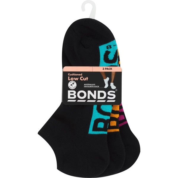 Bonds Womens Socks Low Cut Size 8-11 3 Pack