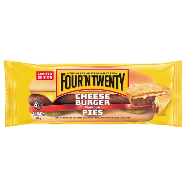 Four 'n Twenty Pies Cheeseburger 4 Pack 700g