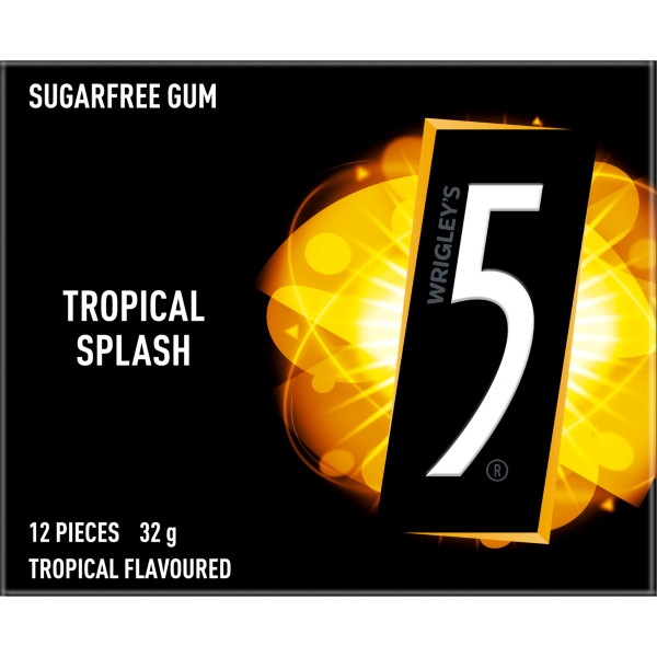 Wrigley's 5 Sugarfree Chewing Gum Tropical Splash 12 Pieces 32g
