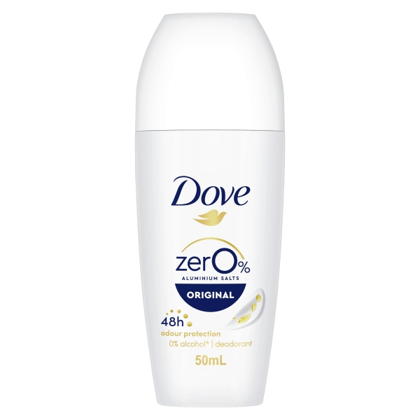 Dove Deodorant Roll On Womens Zero Aluminium Original 50ml
