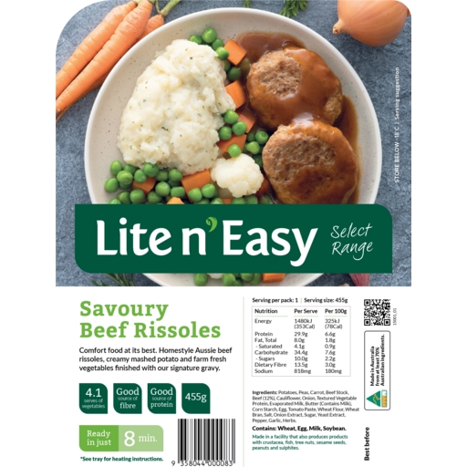 Lite N' Easy Savoury Beef Rissoles 455g