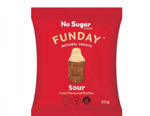 Funday Natural Sweets Gummy Sour Cola Bottles 50g