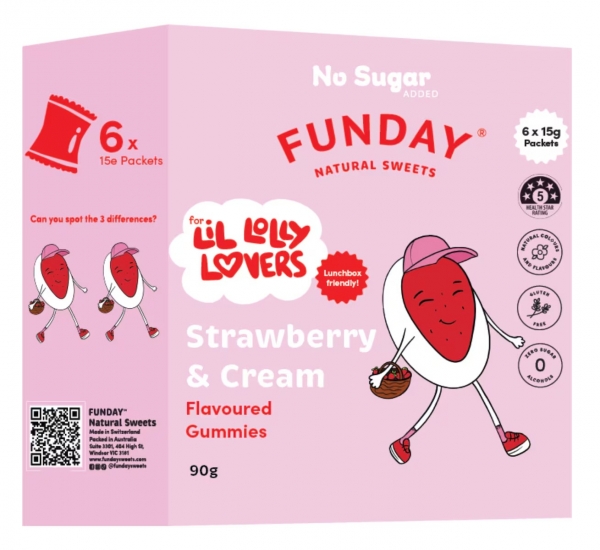 Funday Strawberry & Cream Gummies 6 Pack 90g