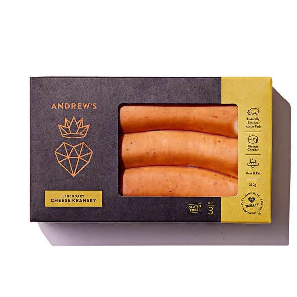 Andrew's Legendary Cheese Kransky 330g
