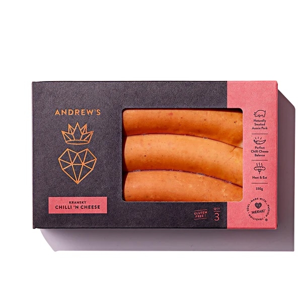 Andrew's Chilli 'N Cheese Kransky 330g