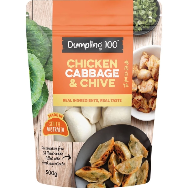 Dumpling 100 Chicken Cabbage & Chive Dumplings 500g